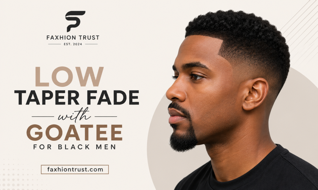 Low Taper Fade with Goatee for Black Men