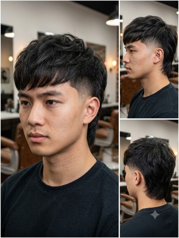 Asian-Inspired Burst Fade Mullet
