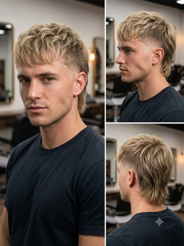 Blonde Burst Fade Mullet
