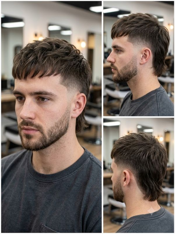 Burst Fade Mullet with Beard Fade