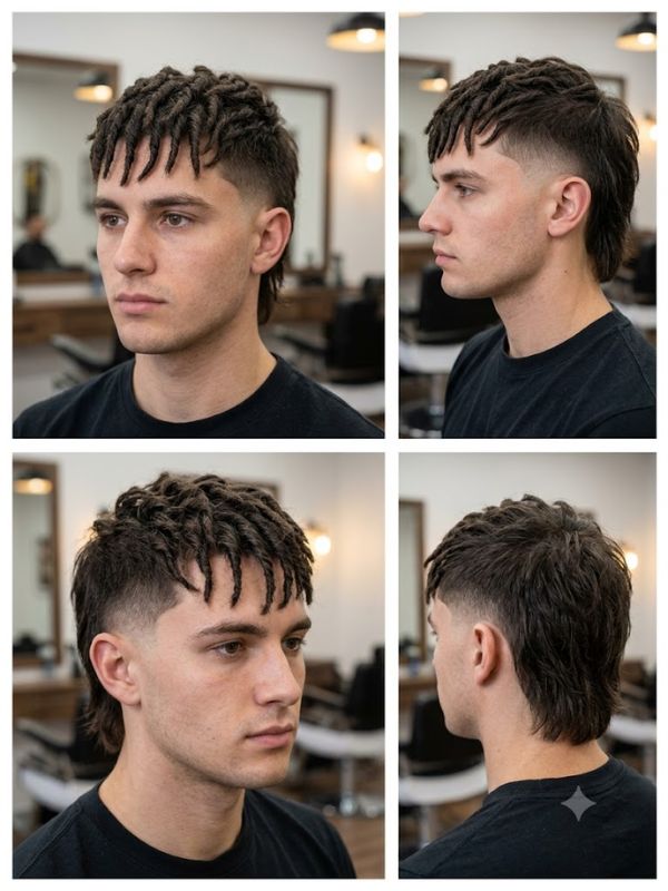 Burst Fade Mullet with Twists