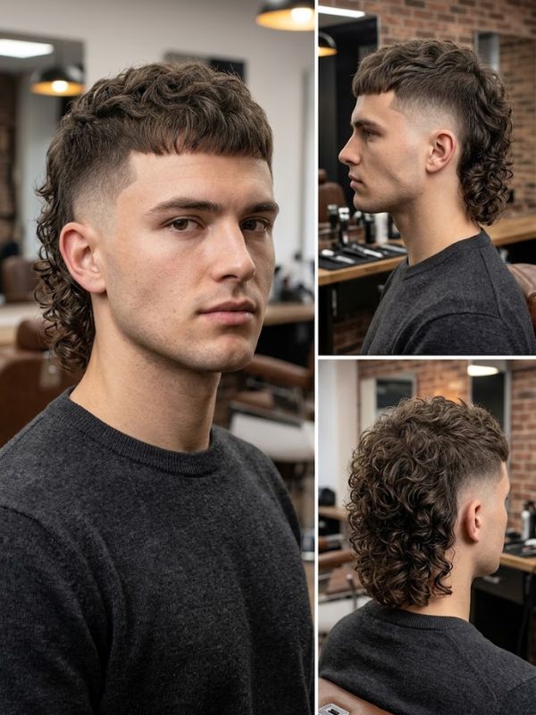Curly-Back Mullet Fade
