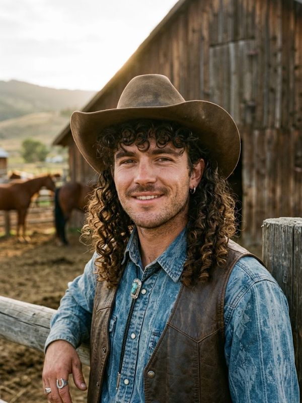 Curly Cowboy Mullet