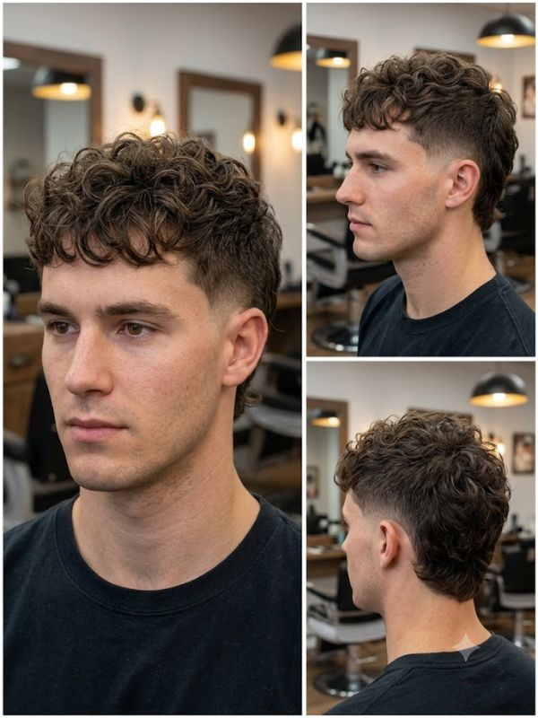 Curly Modern Mullet Fade