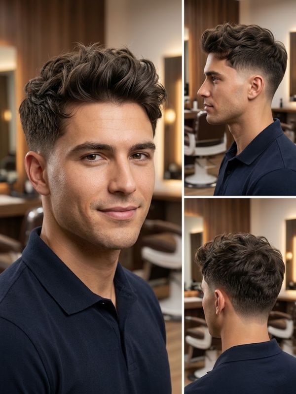 Fluffy Textured Hair with Low Taper