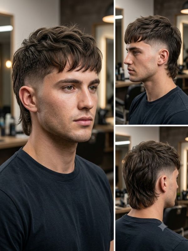Layered Burst Fade Mullet