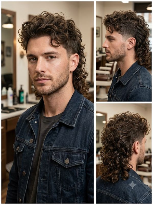 Long Curly Modern Mullet