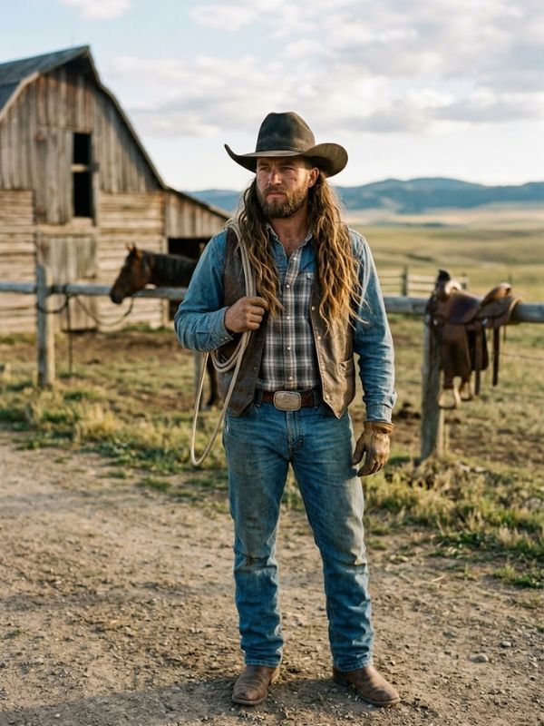 Long Flow Cowboy Mullet