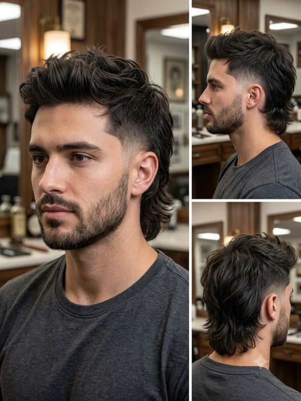 Long Modern Mullet with Burst Fade