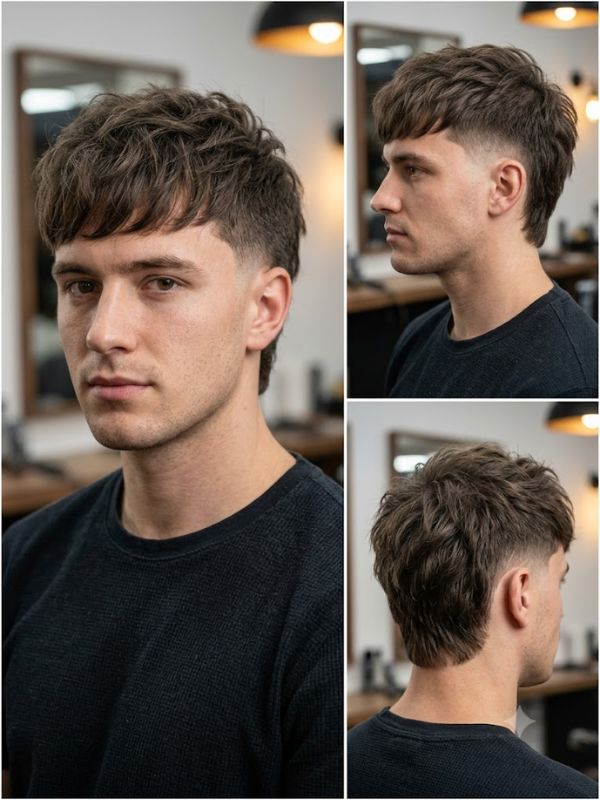 Messy Modern Mullet with Burst Fade