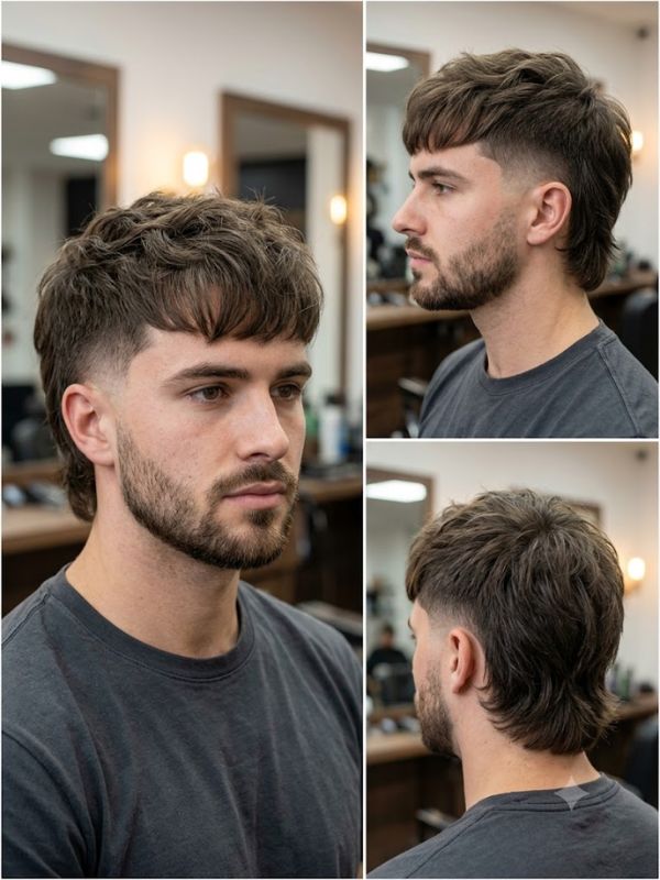 Mid Burst Fade Mullet
