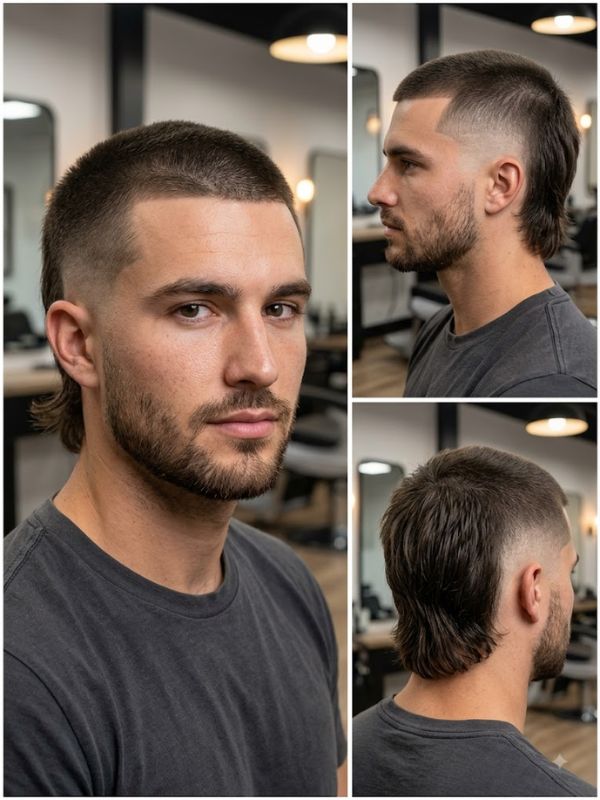 Mid Fade Buzz Mullet