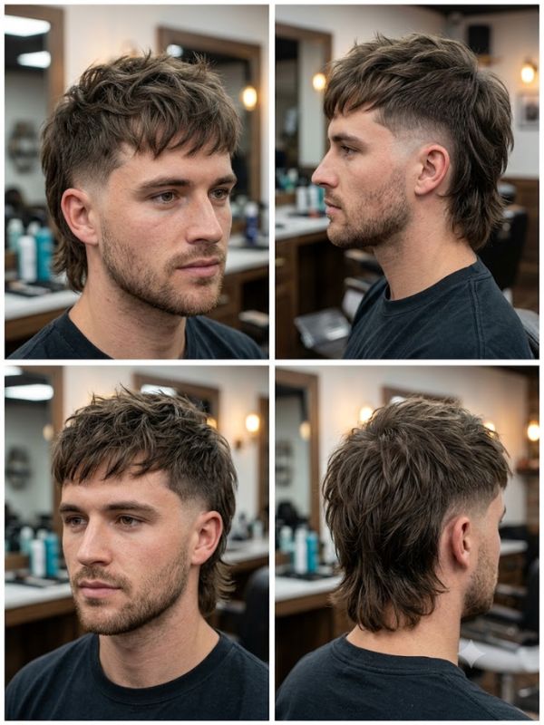 Modern Wolf Mullet with Burst Fade