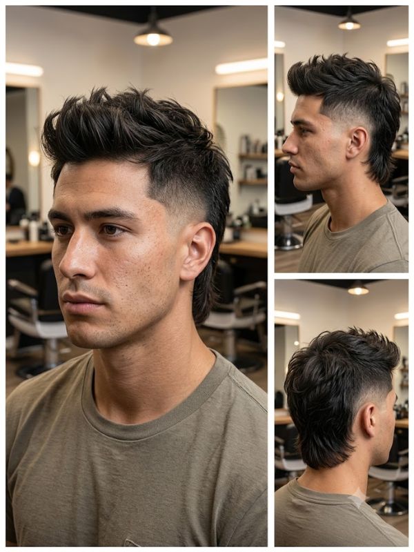 Mohawk Burst Fade Mullet