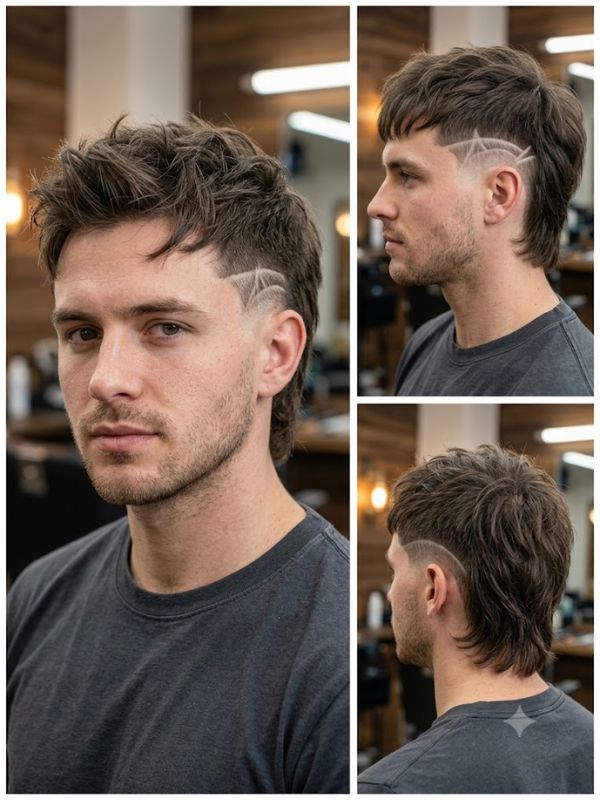 Razor Design Burst Fade Mullet