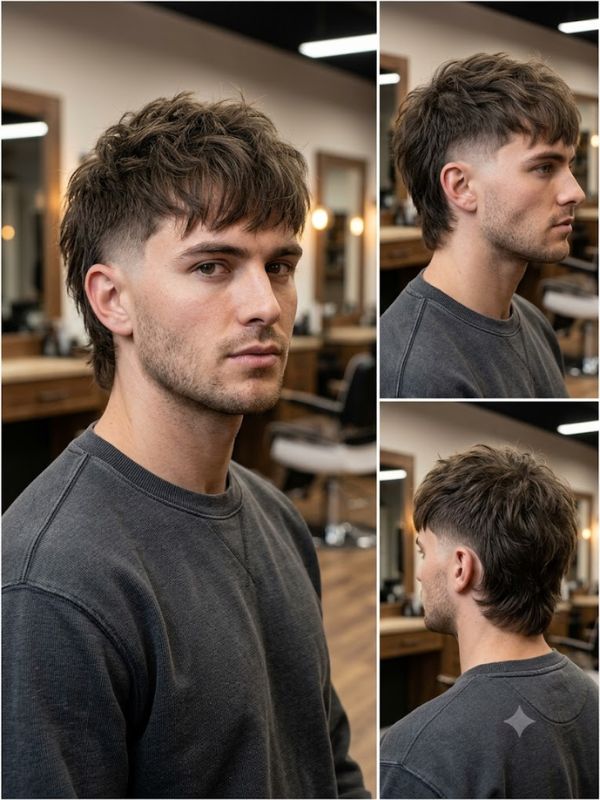 Shaggy Burst Fade Mullet
