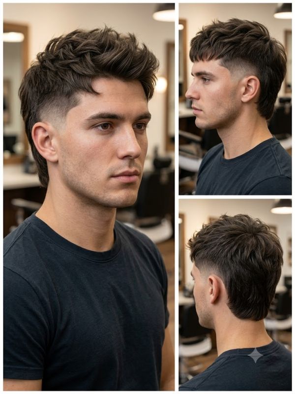 Short Modern Mullet with Burst Fade