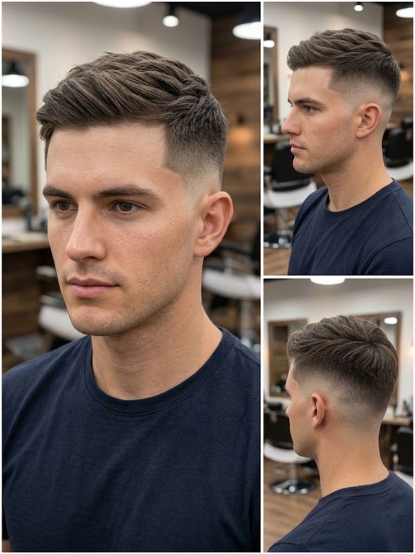 Side-Swept Crew Cut with Shaved Sides