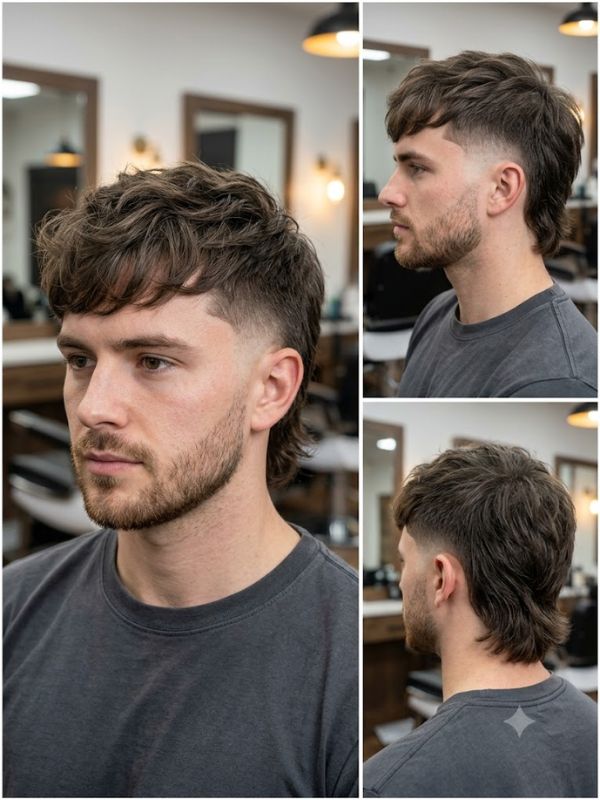 Textured Modern Mullet with Burst Fade